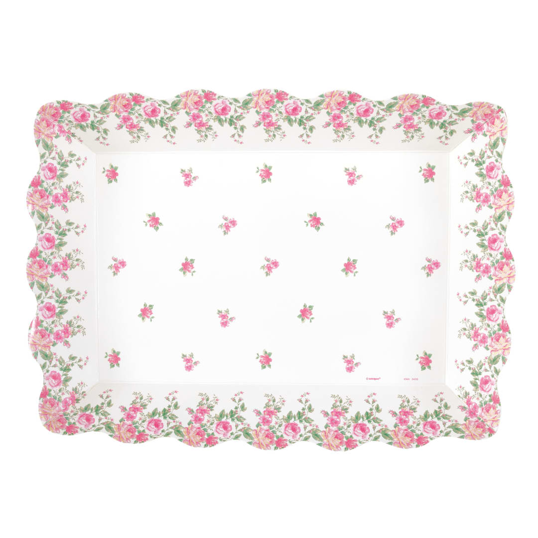 Golden Garden Party Scalloped Edge Paper Serving Tray