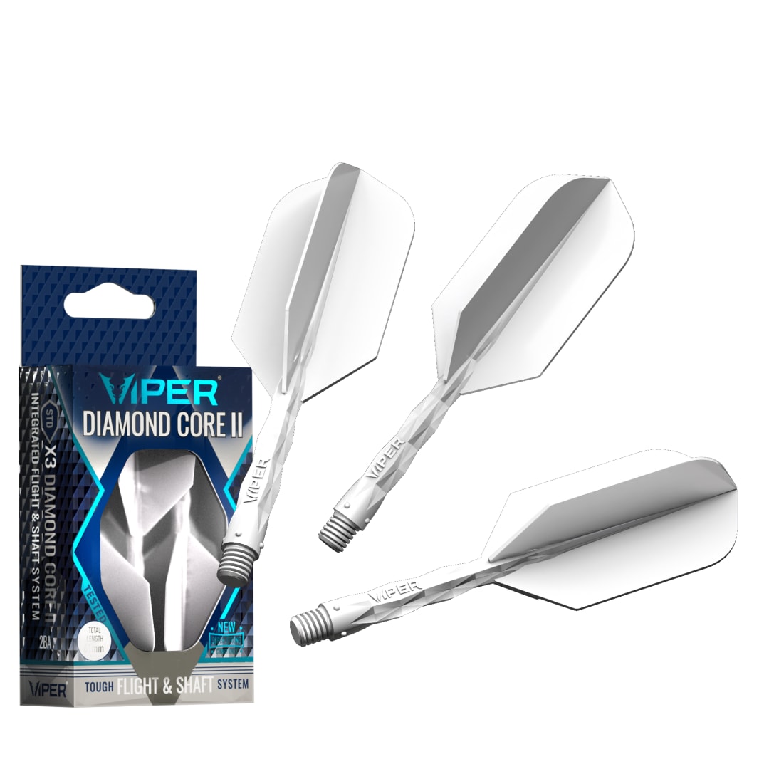 Viper Diamond Core II Integrated Dart Flight & Shaft System - InBetween Shaft, Slim Flight - White