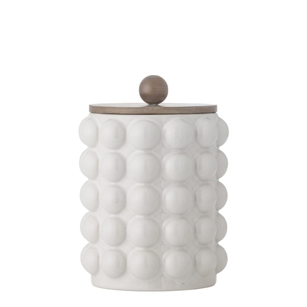 82072521 - Madge Jar w/Lid, White, Stoneware STOCK: 72