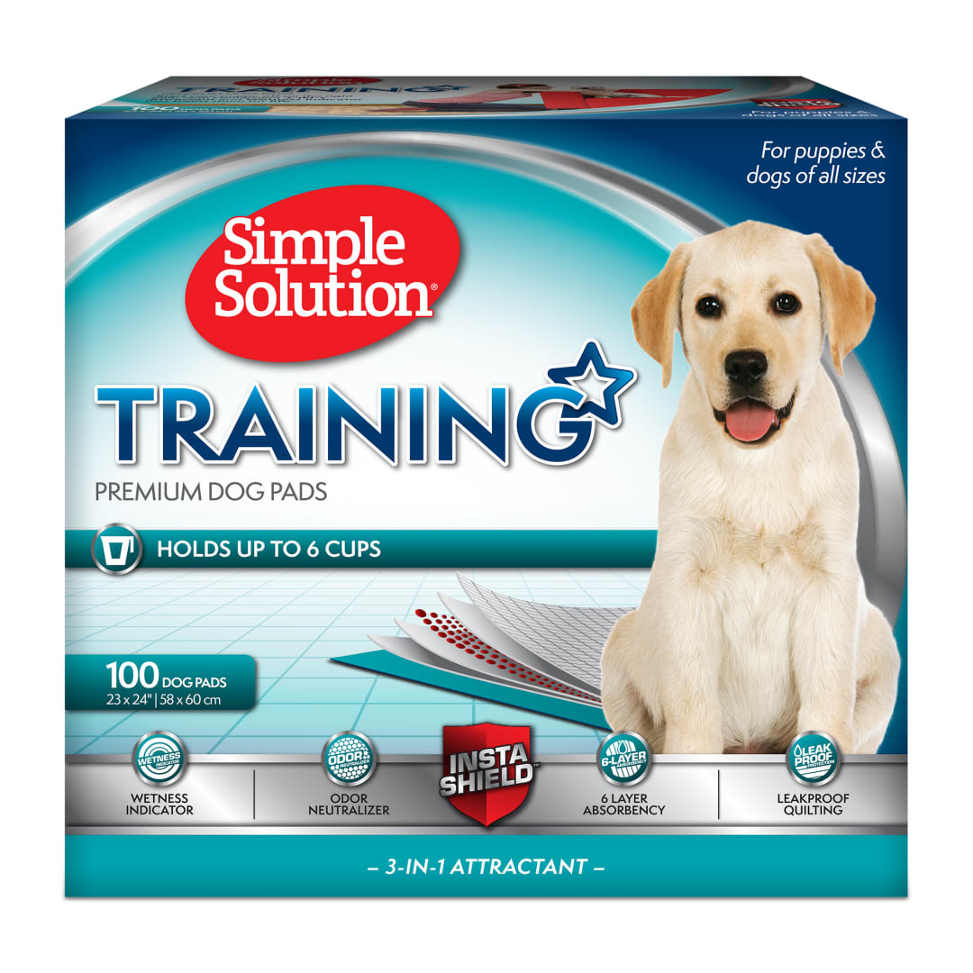 Simple Solution Training Puppy Pads - 6 Layer Dog Pee Pads, Absorbs Up to 6 Cups of Liquid - 23x24in - 100 Count