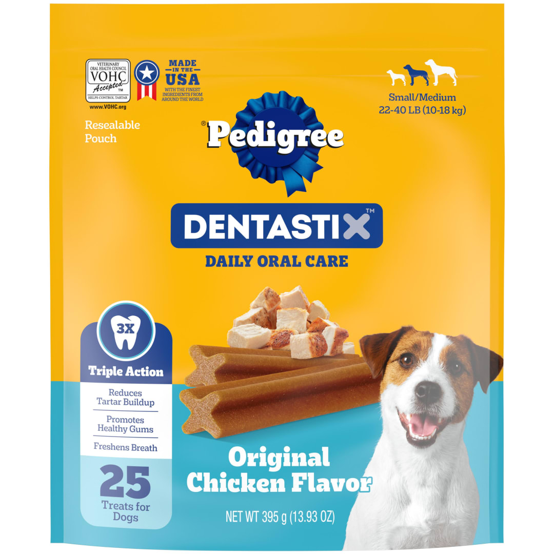 PEDIGREE DENTASTIX Small/Medium Dog Dental Treats Original Flavor Dental Bones, 13.93 oz. Pack (25 Treats)