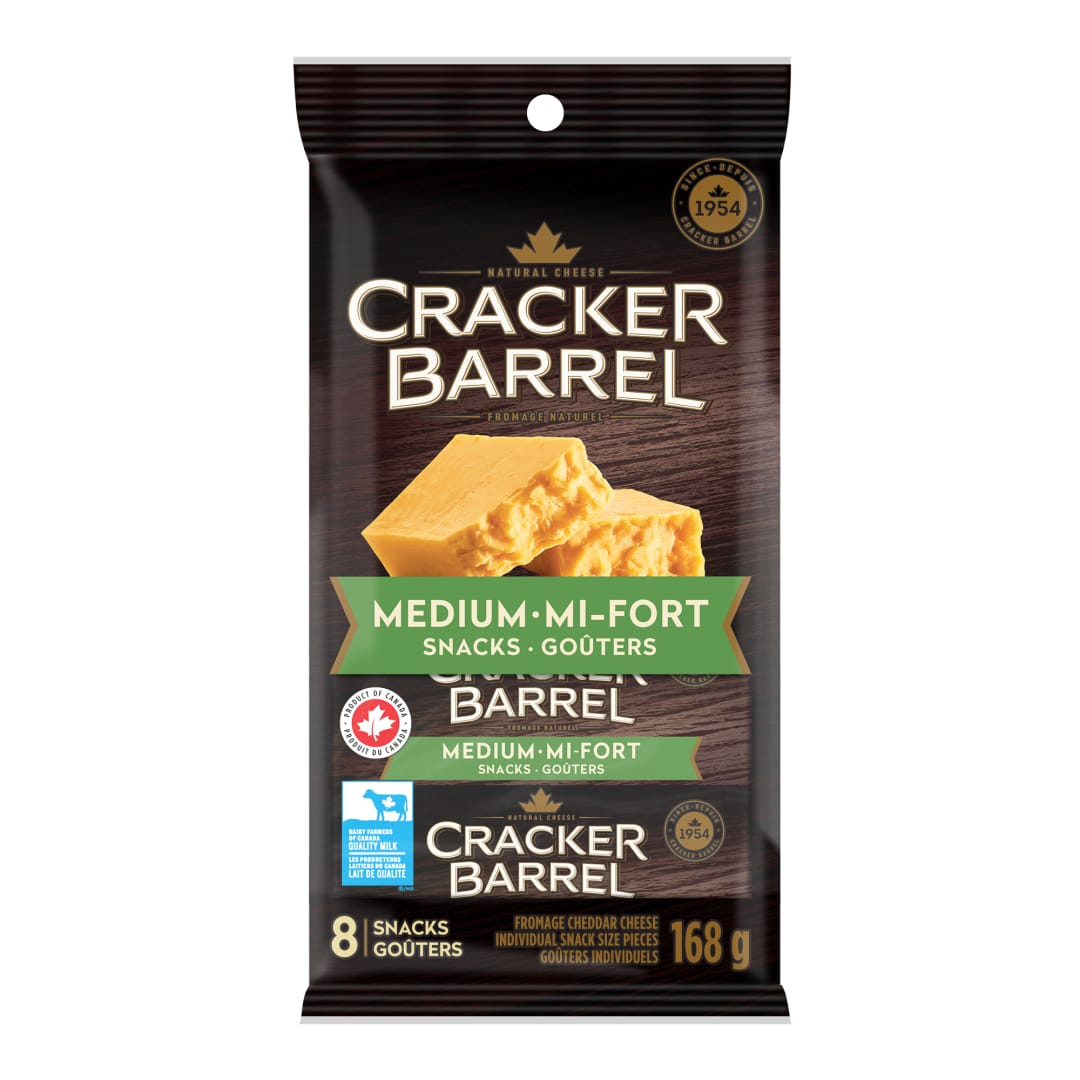 Cracker Barrel Medium Cheddar Cheese Snacks, 8 Pack, 168g