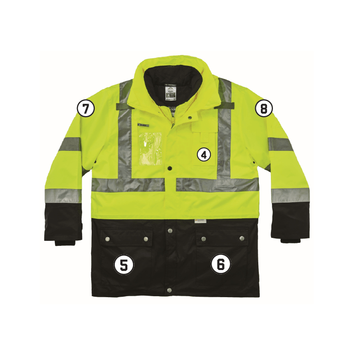GloWear 8388 4-in-1 Hi-Vis Winter Jacket Parka with Black Bottom - Type R, Class 3/2