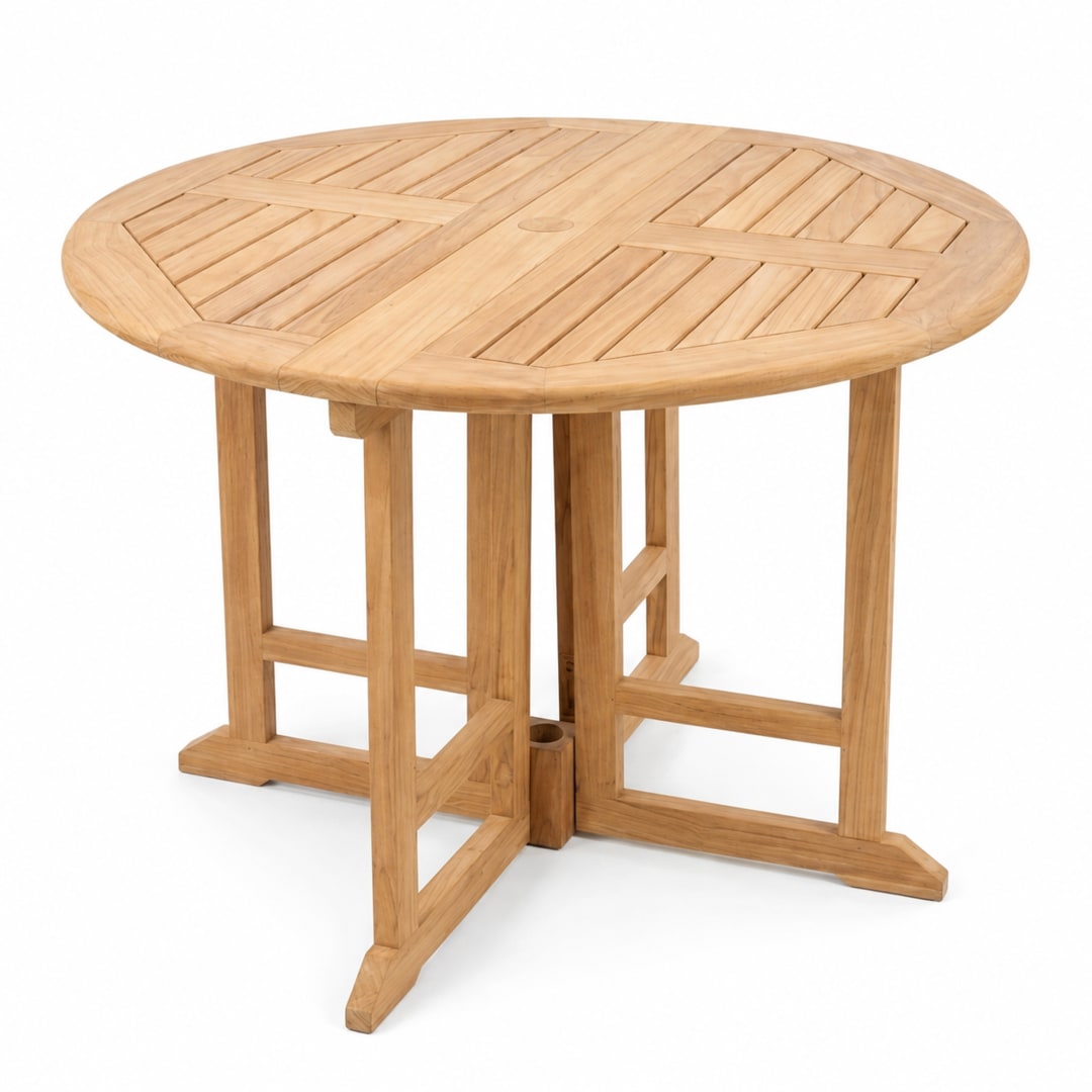 39" Round Foldable Teak Outdoor Patio Dining Table