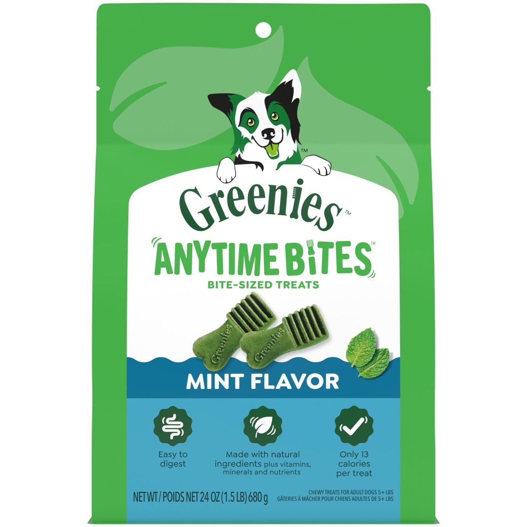 GREENIES ANYTIME BITES Dog Treats, Mint Flavor, 24 oz. bag