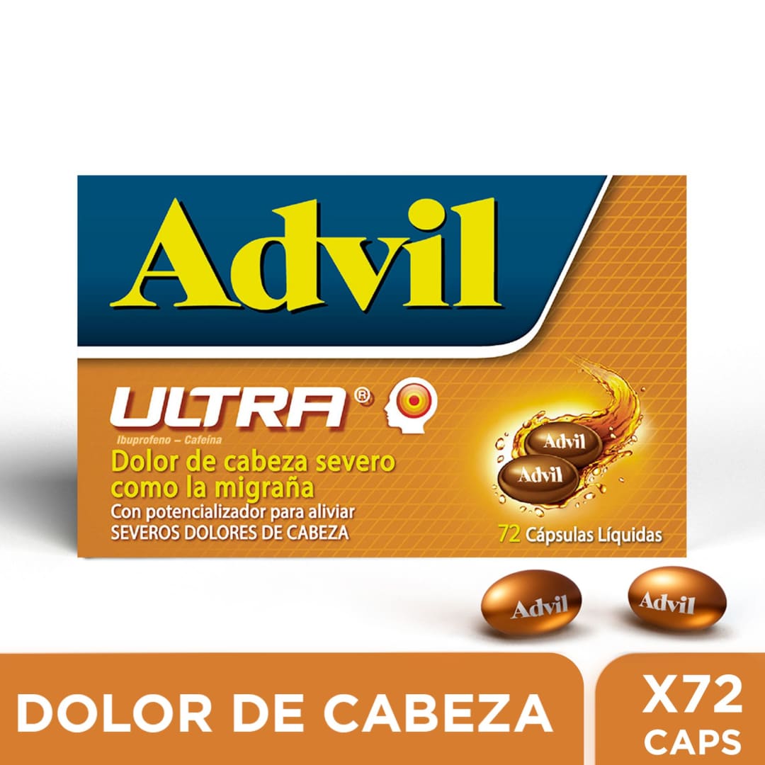 Advil Ultra Alivio De Los Dolores De Cabeza Severos Como La Migraña, IBUPROFENO X 72 CAPS*