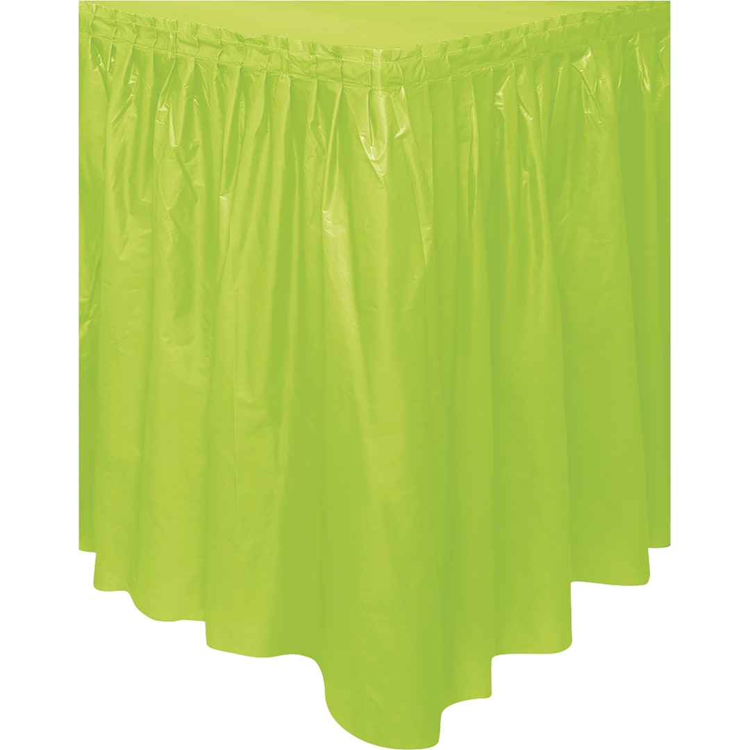 Neon Green Solid Plastic Table Skirt, 29" x 21 ft