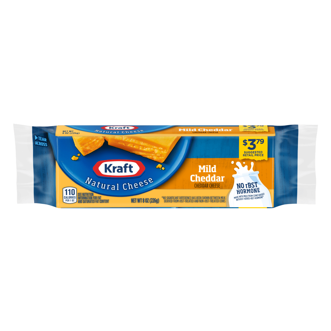 Kraft Natural Cheese-Chunks Null Mild Cheddar, 8 oz Wrapper