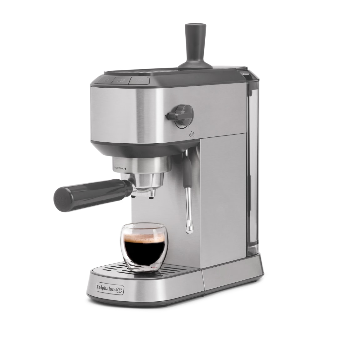 Calphalon® Compact Espresso Machine, Home Espresso Machine with Milk Frother, Stainless Steel