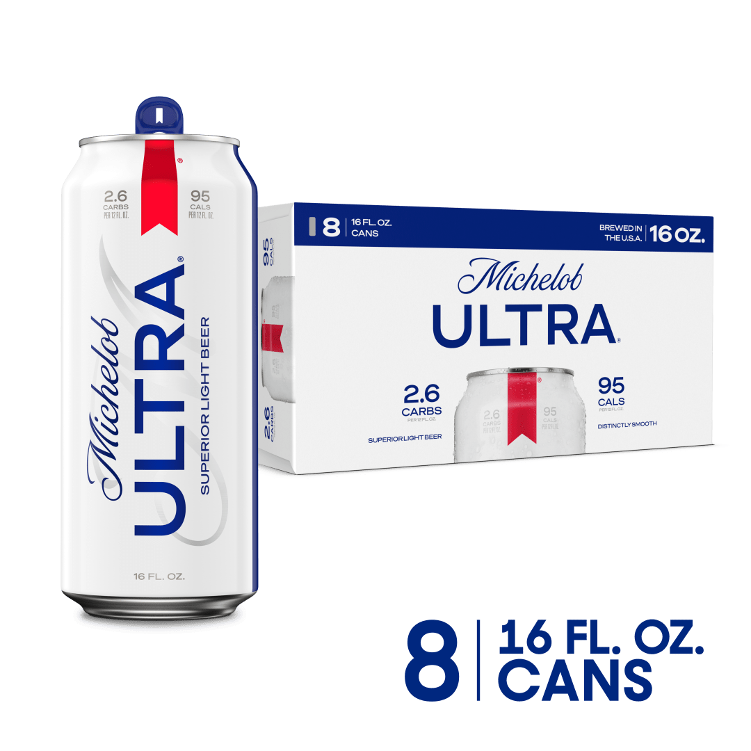 Michelob ULTRA Superior Light American Lager Beer 8 Pack, 16 fl oz Cans