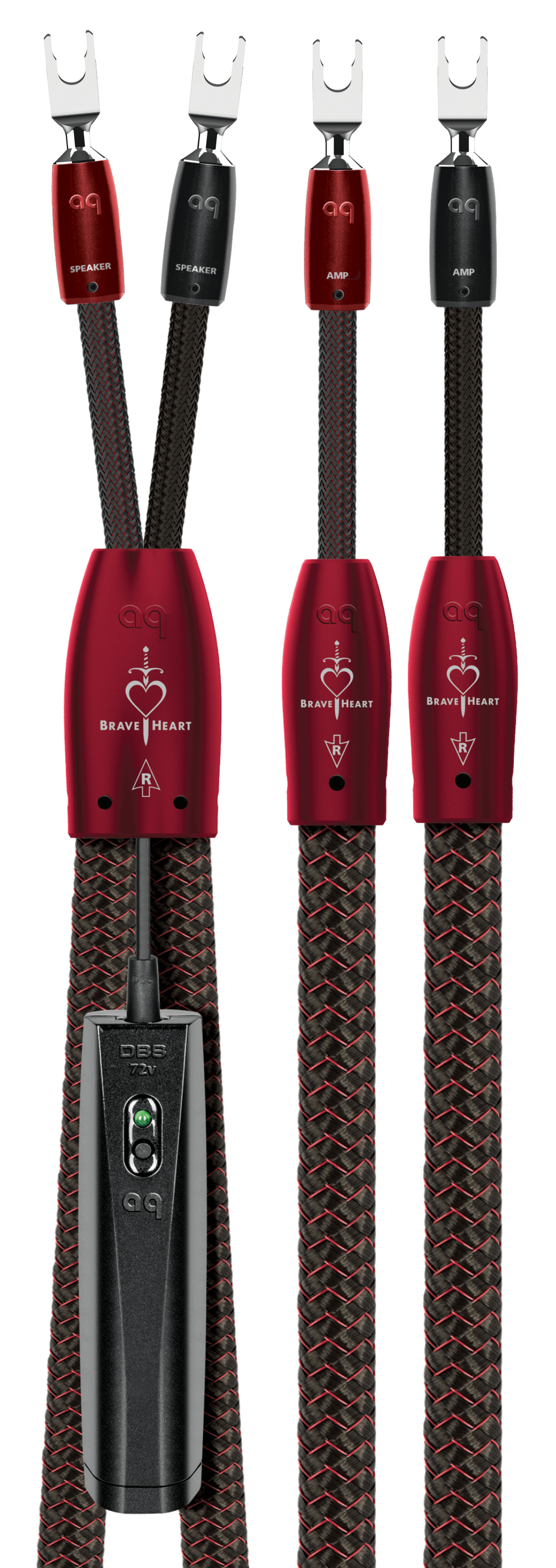 AudioQuest Brave Heart Full-Range ZERO-Tech Speaker Cable (8', 2 x Male Multi-Spade, Silver)