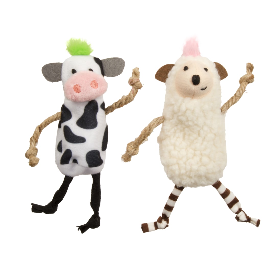 SmartyKat Farm Friends Catnip Cat Toys, Set of 2, Plush Mouse Toys with Pure Catnip