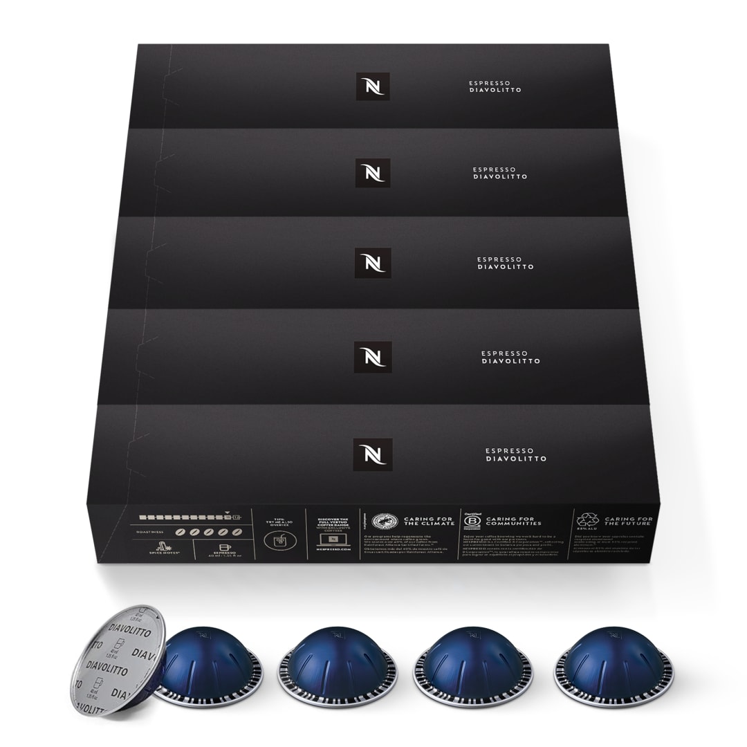 Nespresso Caspsules Vertuo, Diavolitto,  50 Count Coffee Pods