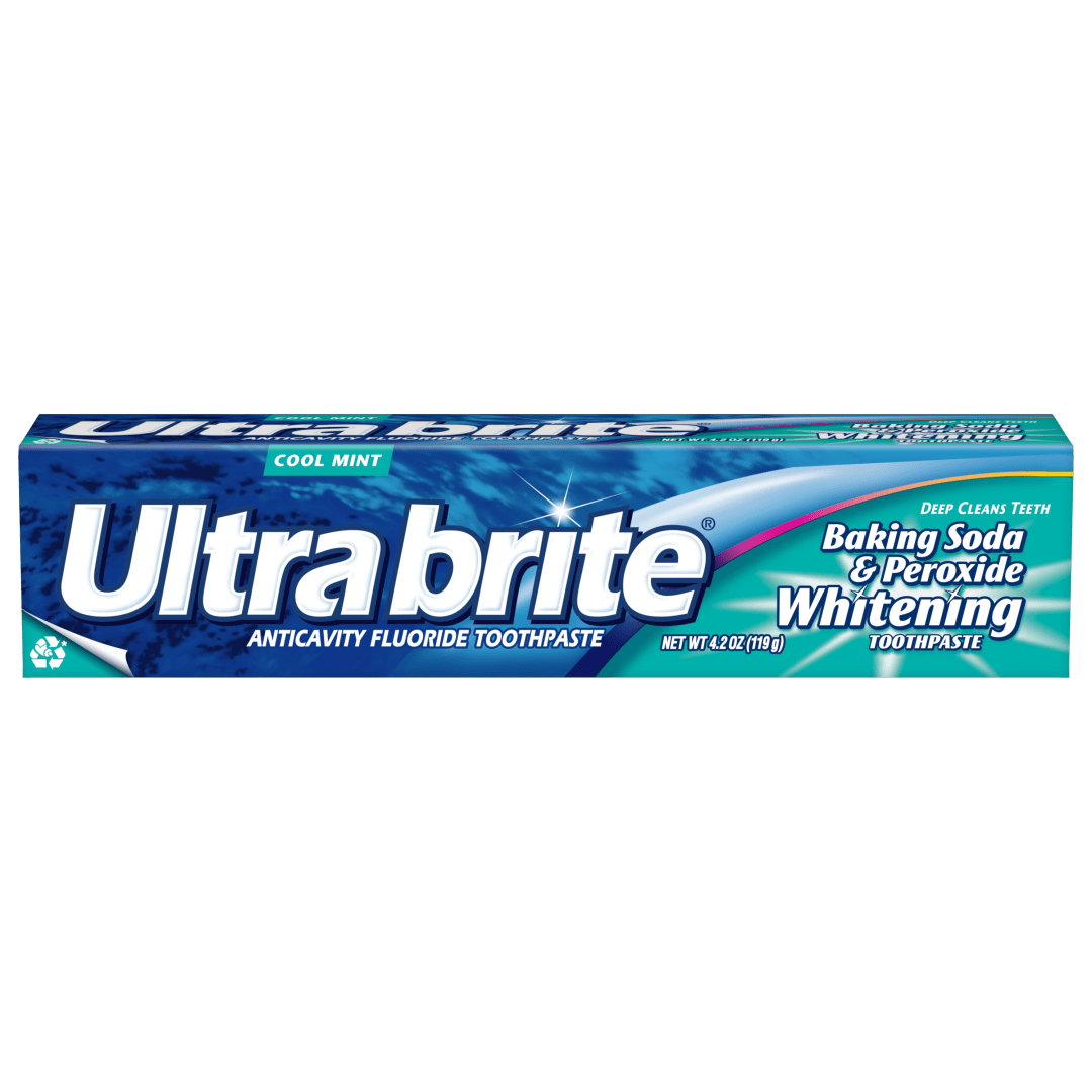 Ultrabrite Baking Soda and Peroxide Whitening Toothpaste, Cool Mint, 4.2 oz