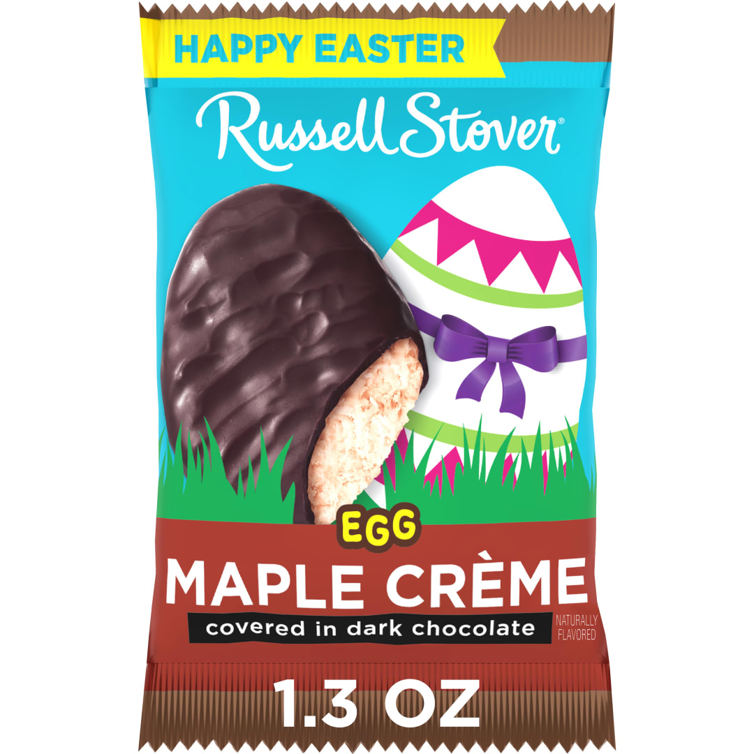 RUSSELL STOVER Easter Maple Crème Dark Chocolate Candy Easter Egg, 1.3 oz.