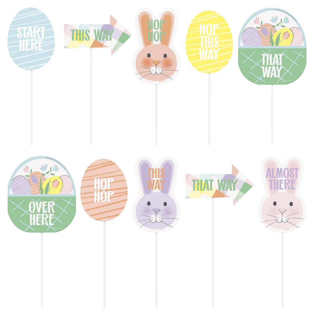 Pretty Easter Egg Hunt Assorted Clue Signs, 10ct