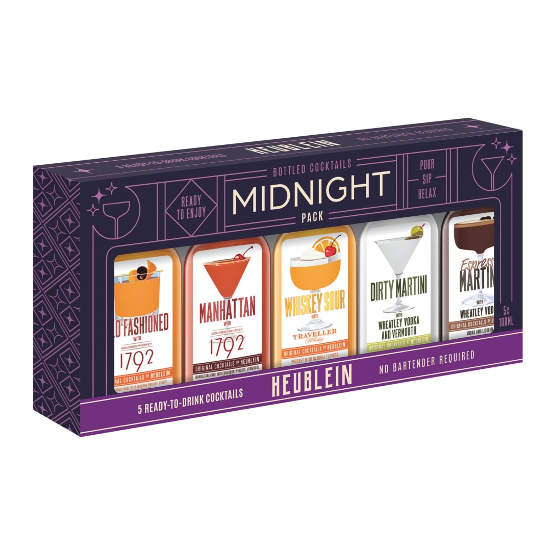 Heublein Midnight Variety Cocktails 5 Pack 100ml Glass Bottle 40 Proof