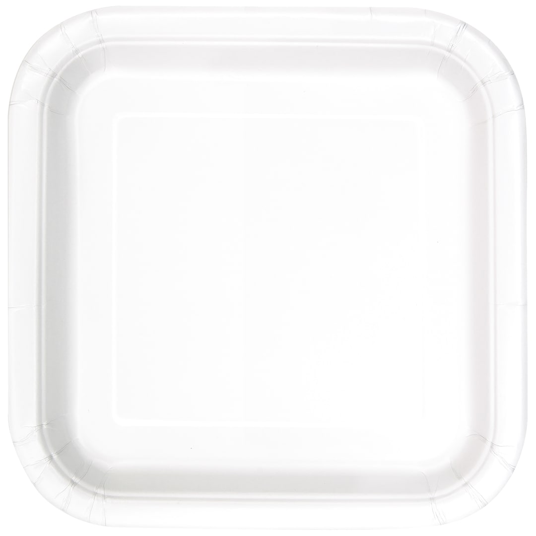 Bright White Solid Square 9" Dinner Plates, 14ct