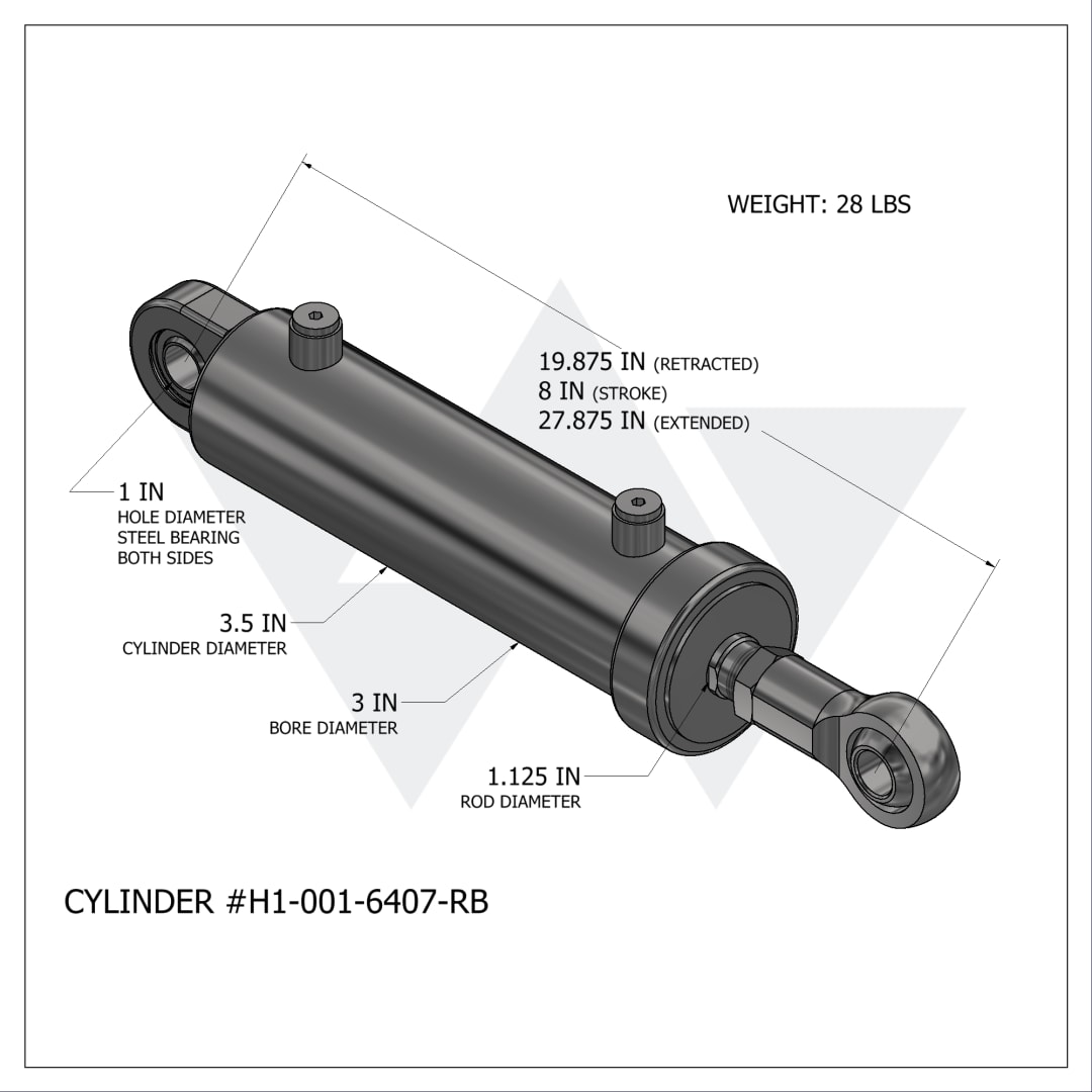 Wastebuilt® Replacement for Heil Dump Cylinder Rebuilt (3" X 1.125" X 8")