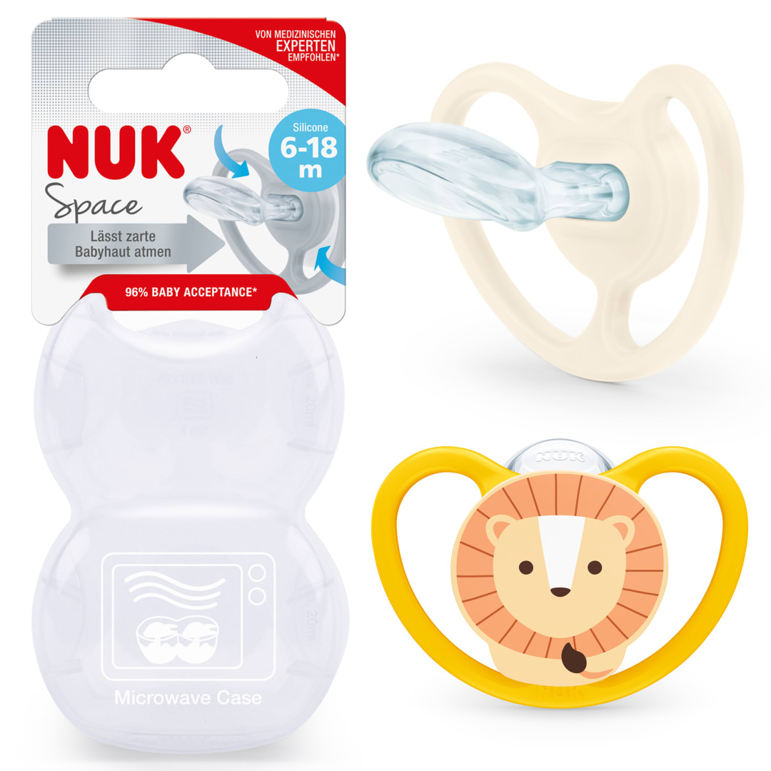 NUK Space chupete | 6-18 meses | Chupetes con ventilación adicional para pieles sensibles | Silicona sin BPA | Boy | 2 unidades