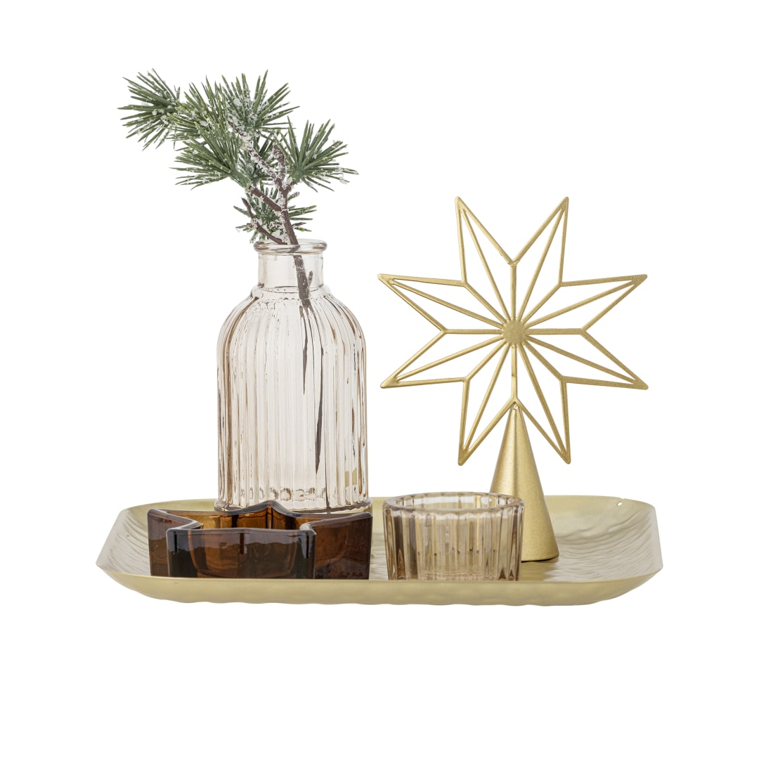 82061762 - Sanga Tray w/Votive, Gold, Glass STOCK: 300