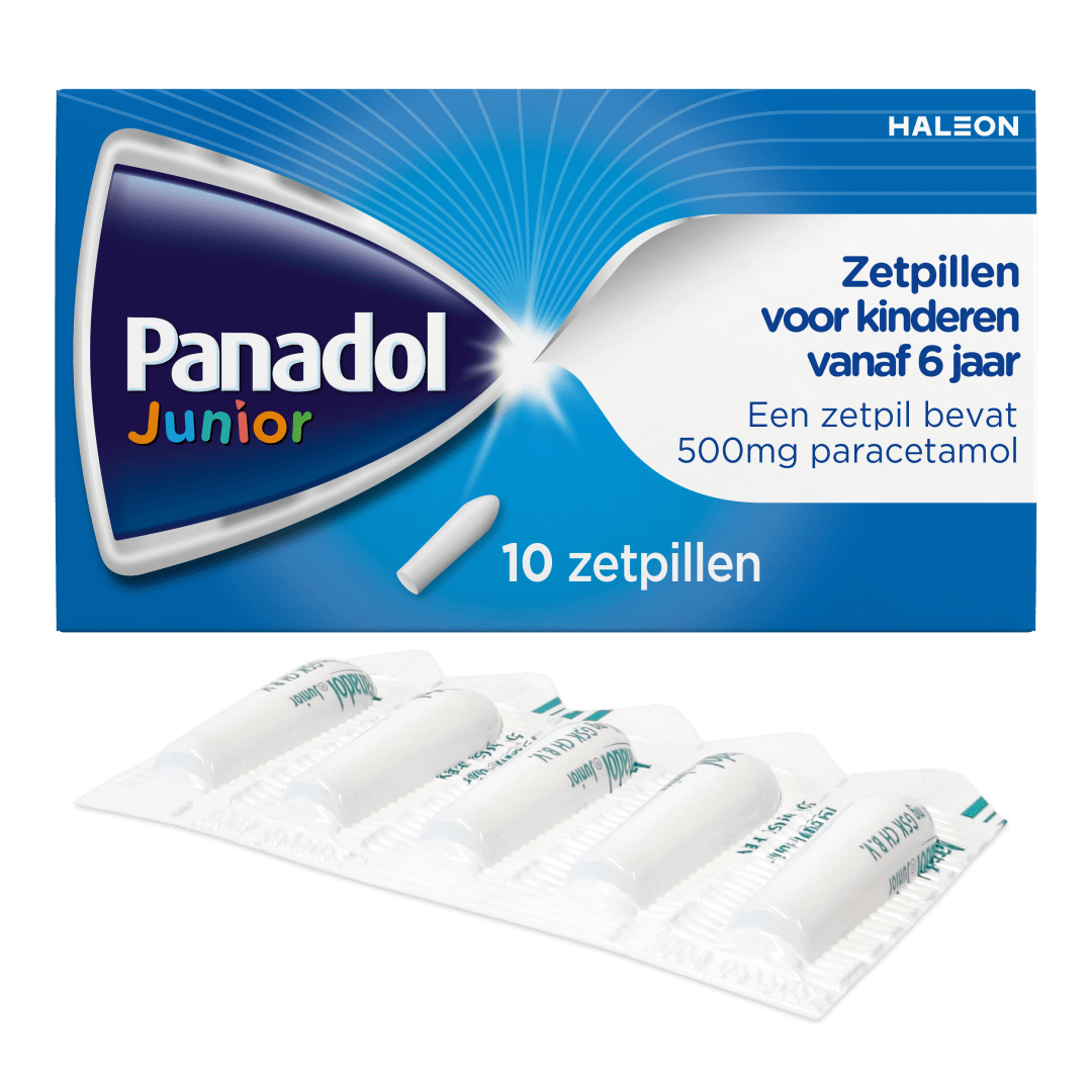 Panadol Junior Zetpillen, 500mg paracetamol, 10 stuks