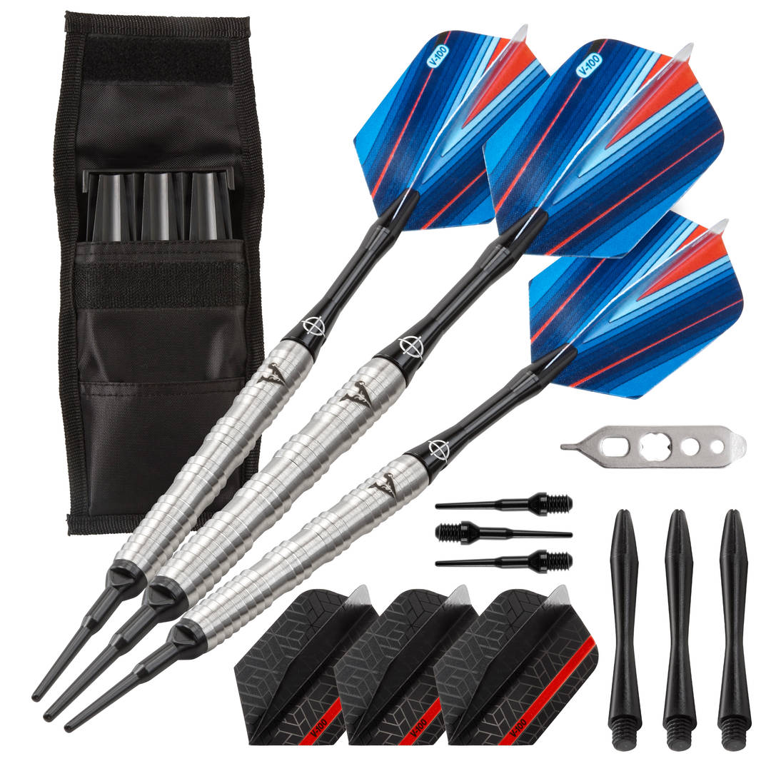 Viper Sidewinder Tungsten Soft Tip Darts Shark Fin Barrel 18 Grams and Casemaster Single Black Dart Case