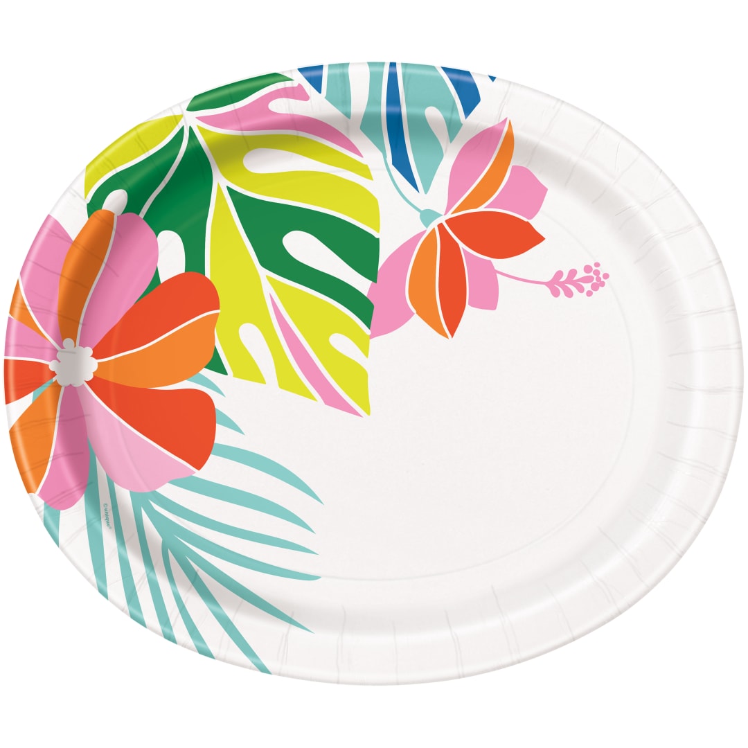 Tropical Vibes Oval 12" Plates, 8ct