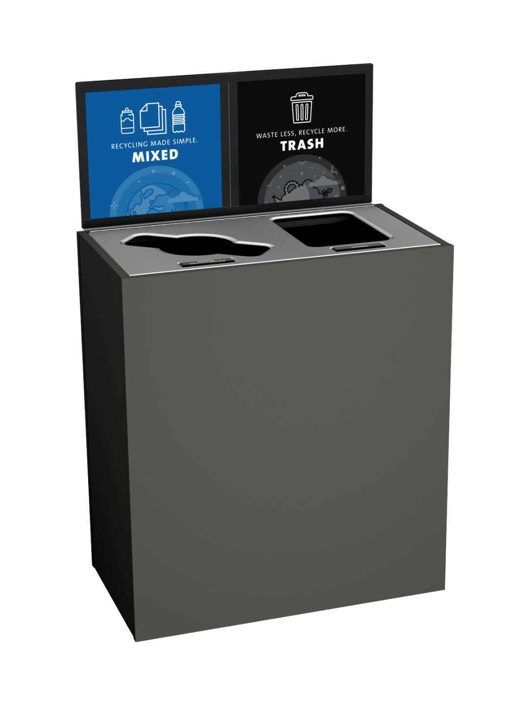  ARISTATA - Double - Kit - Mixed Recyclables-Trash - Mixed-Full - Slate
