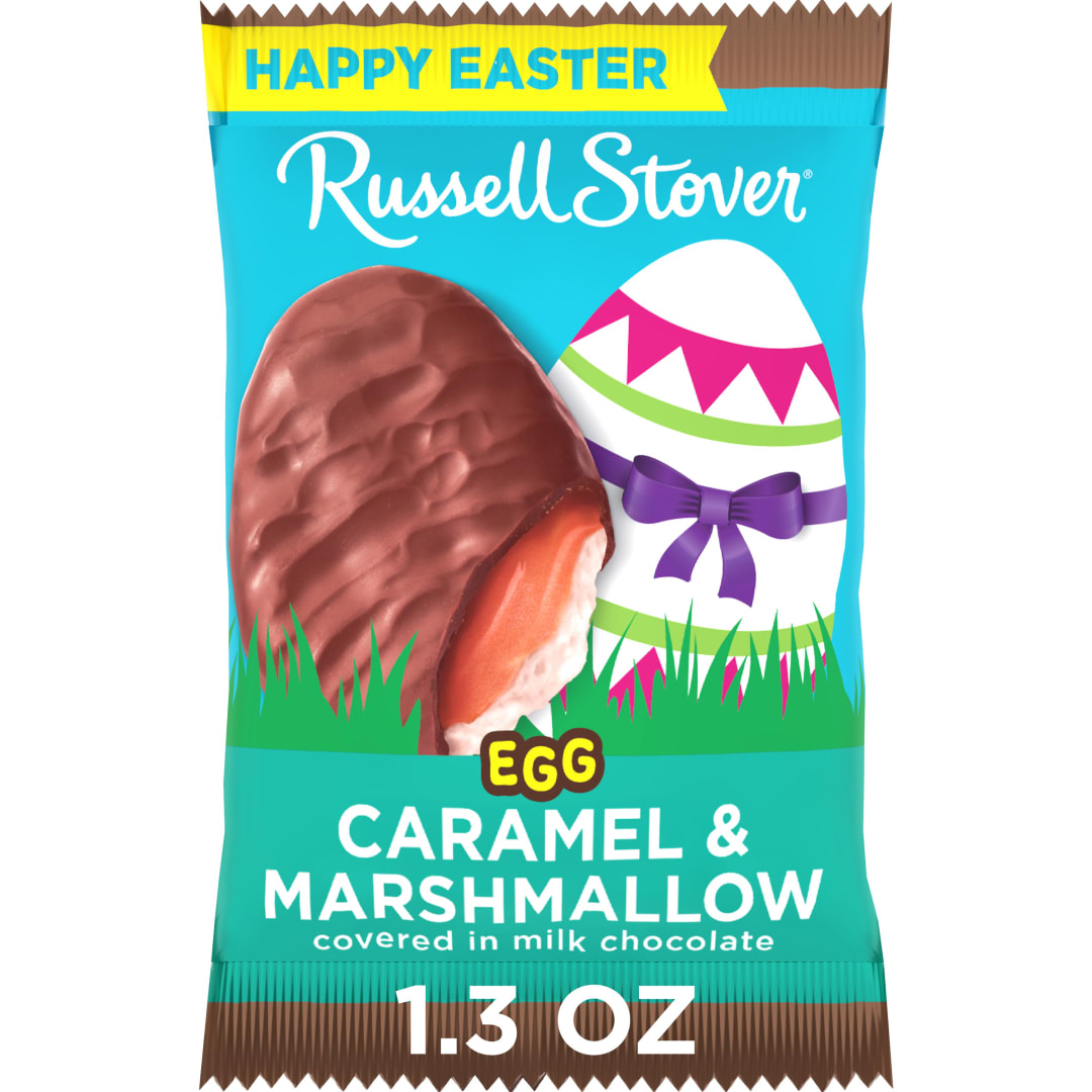 RUSSELL STOVER Easter Caramel & Marshmallow Milk Chocolate Candy Easter Egg, 1.3 oz.