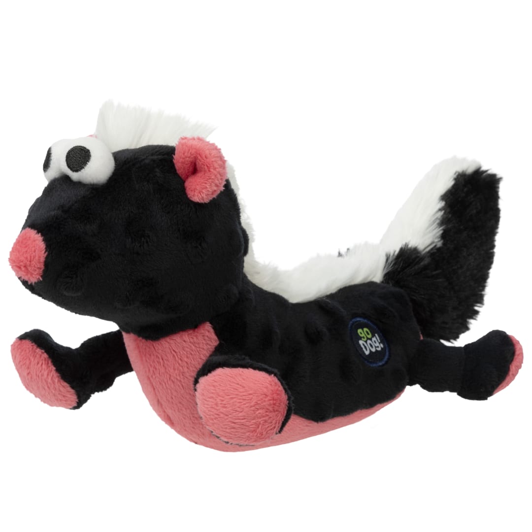 goDog Urban Wildlife Stella Skunk Squeaky Dog Toy, Plush with Chew Guard Technology, Medium
