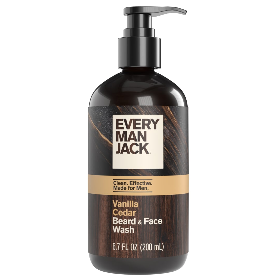 Every Man Jack Beard Face Wash - Vanilla & Cedar Fragrance - Cleans & Softens Your Beard and Skin - Naturally Derived w/ Aloe and Glycerin- 6.7 fl oz