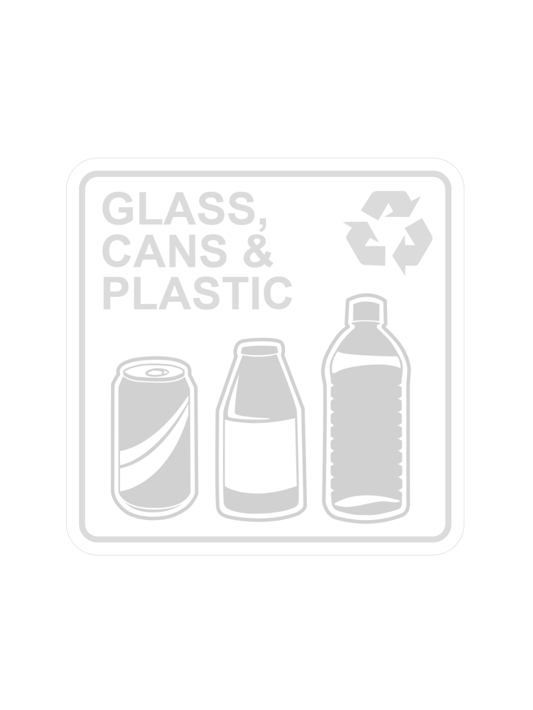  WASTE WATCHER - Label - Glass, Cans &amp; Plastic - Clear-White
