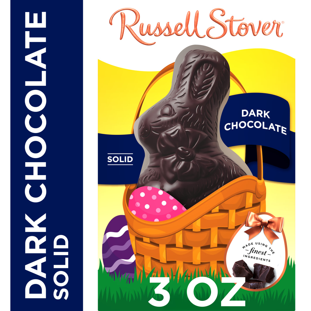 RUSSELL STOVER Easter Bunny Solid Dark Chocolate Candy Rabbit, 3 oz.
