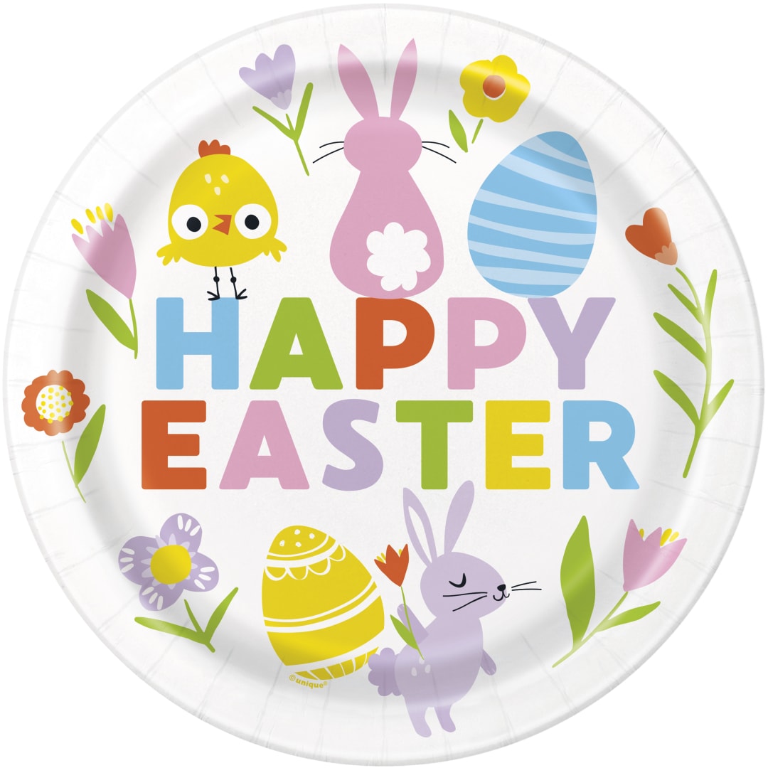 Colorful Gingham Easter Round 9" Dinner Plates, 8ct