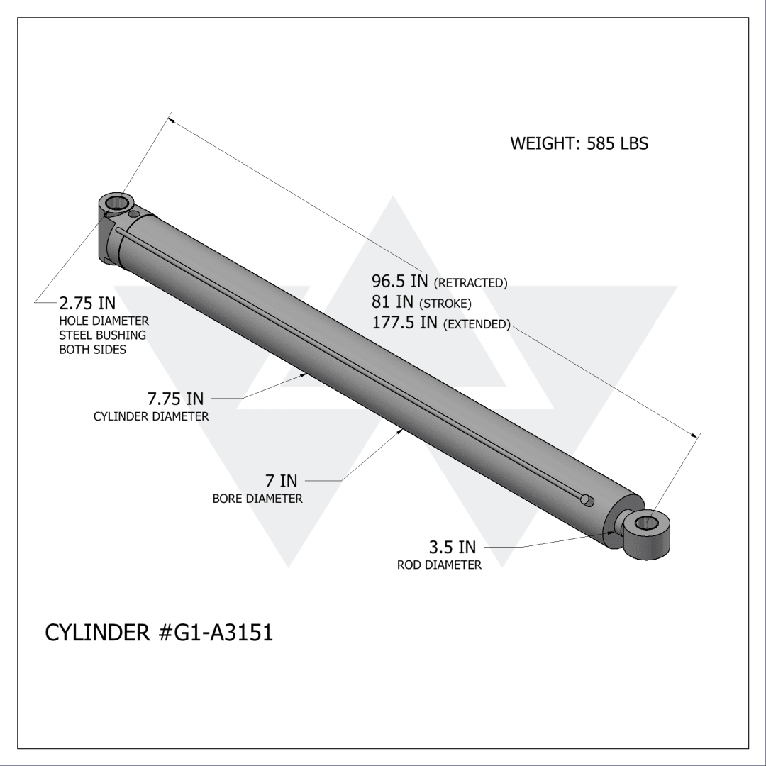 Galbreath™ Hydraulic Lift Cylinder (7" X 3.5" X 81")