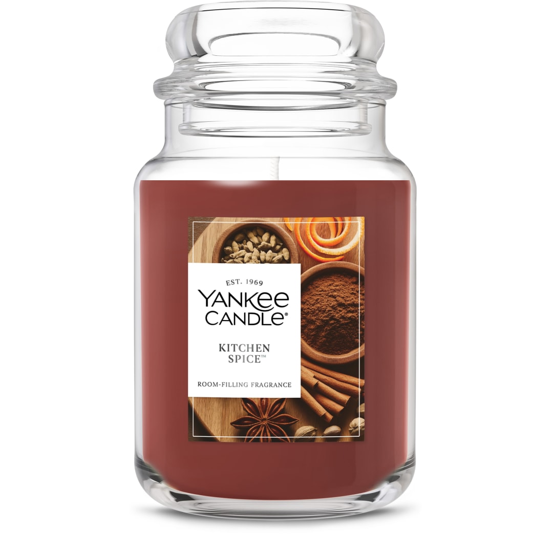 Yankee Candle® Large Jar Scented Candle with up to 150 Hour Burn Time, Premium Plant Wax Blend for Consistent Burn, 22 oz Jar Candle with Room Filling Fragrance, Kitchen Spice