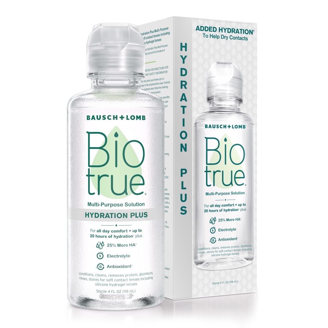 Biotrue Hydration Plus Contact Lens Solution, Multi-Purpose Solution for Soft Contact Lenses, 4 FL OZ