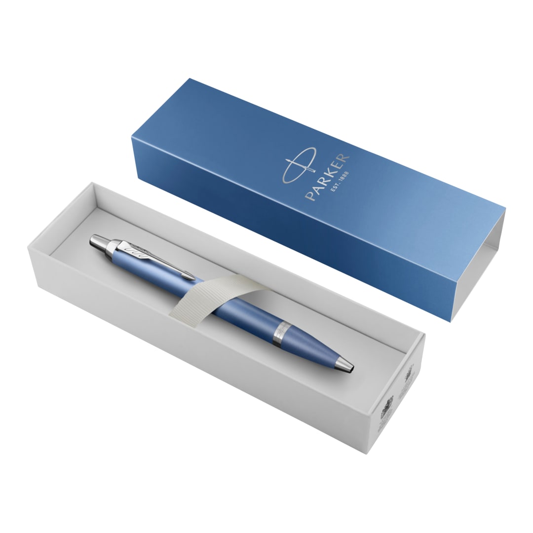 Parker IM Bolígrafo Writing Rituals | acabado Azul degradado con adornos cromados | punta media | tinta azul | estuche de regalo