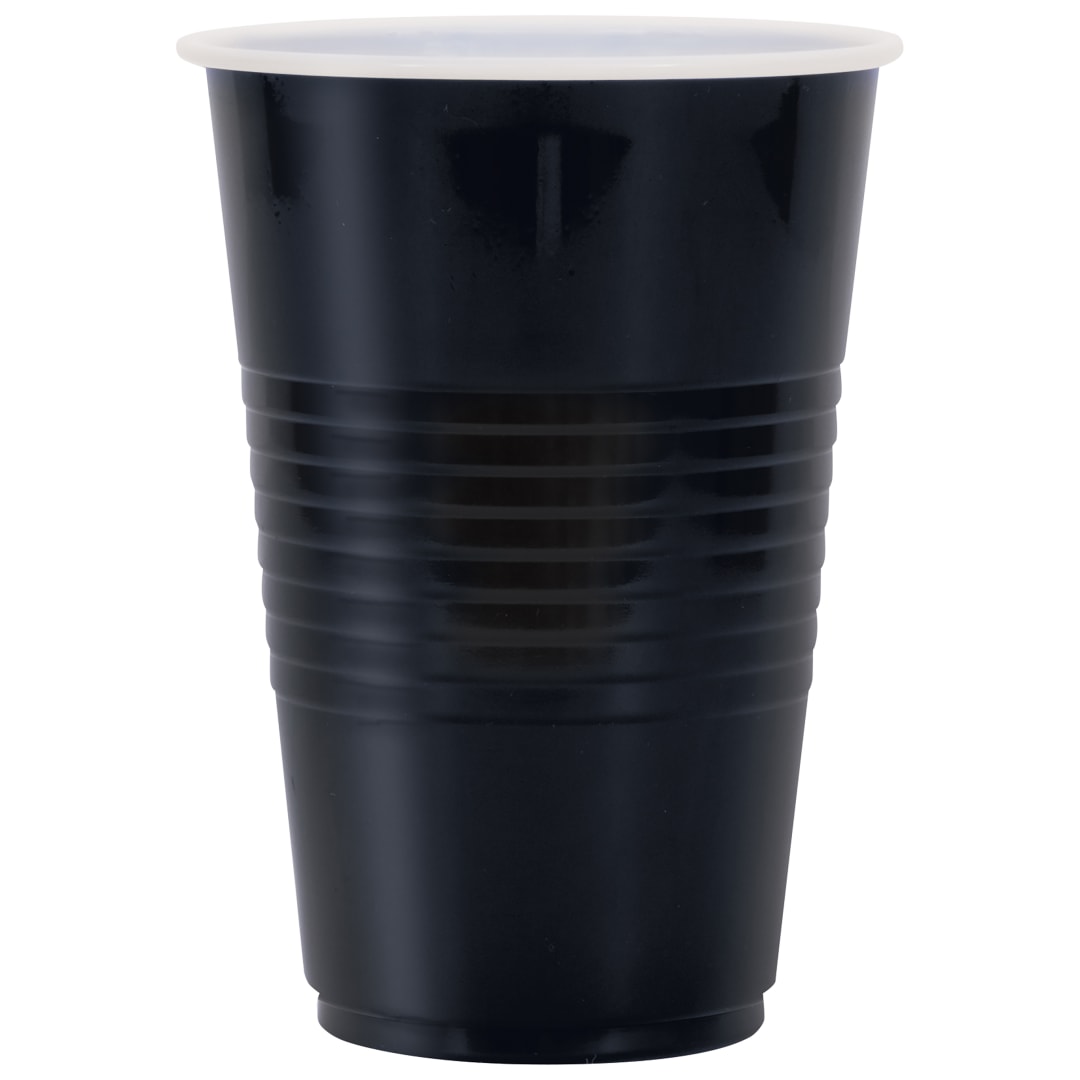 Midnight Black Solid 16oz Plastic Party Cups, 50ct