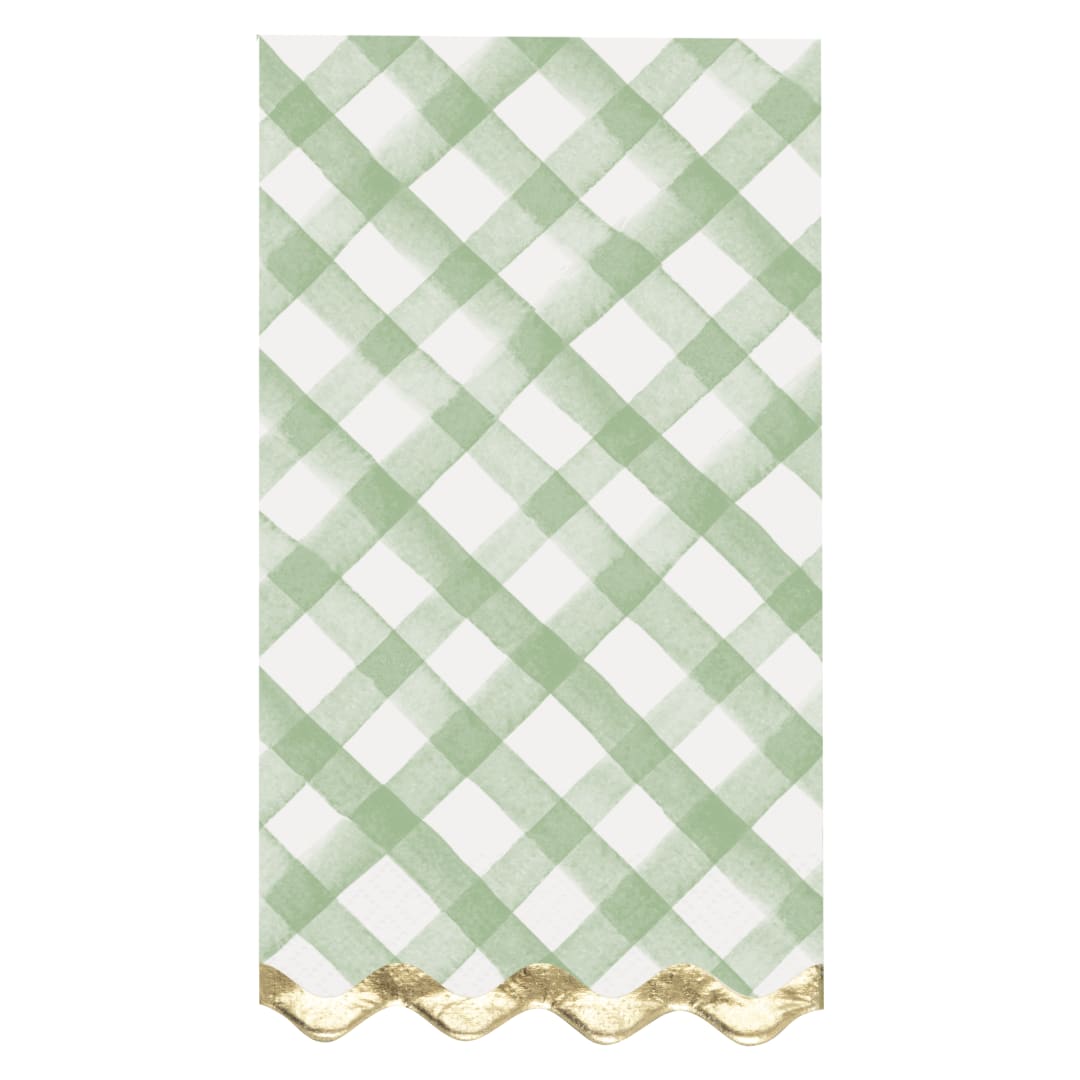 Green Gingham Scalloped Guest Towels, 16ct - Foil Stamping