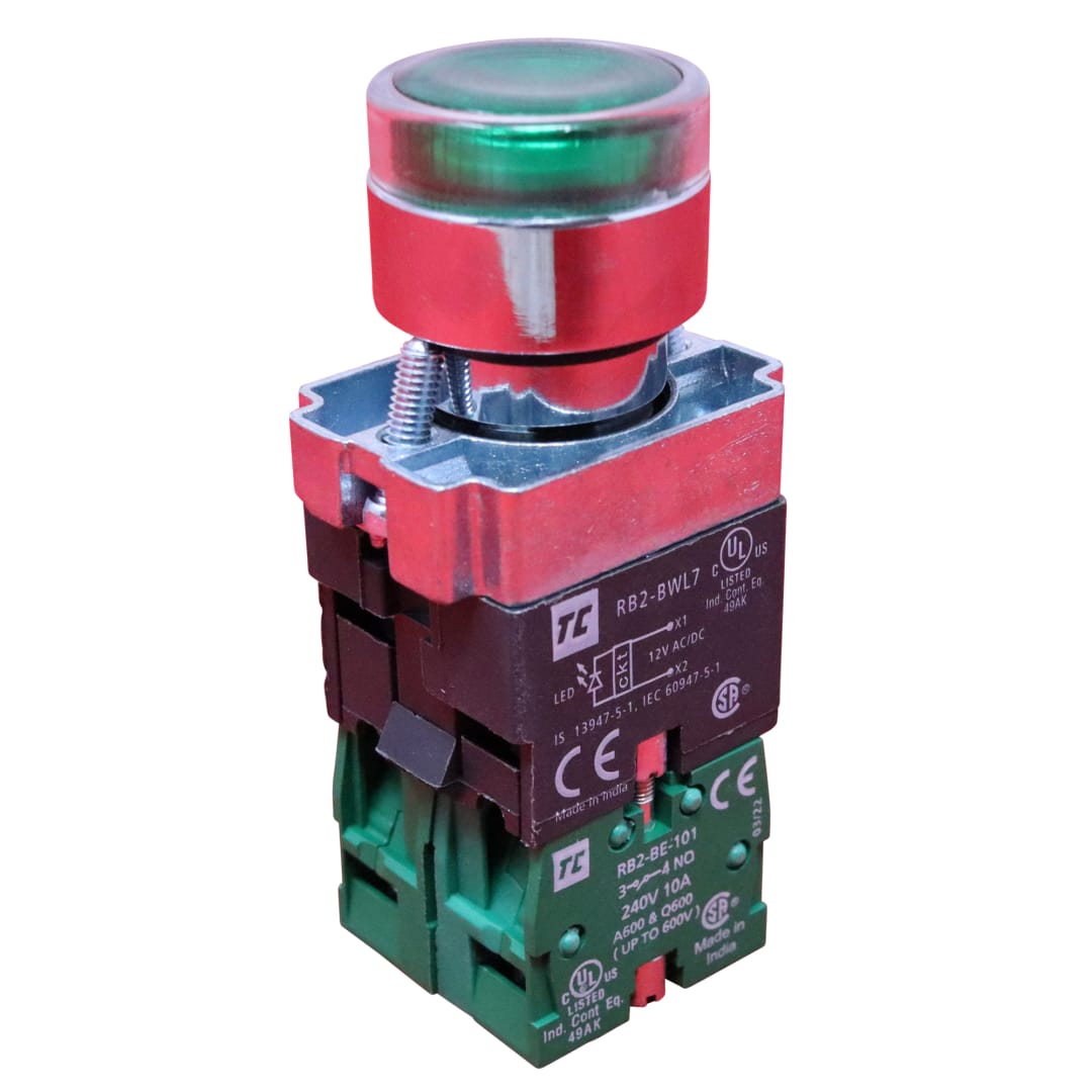 Wastebuilt® Replacement for Heil Illuminated Push-Button (Green) 2NO