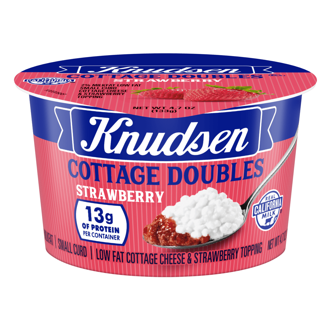 Knudsen's Cottage Cheese Doubles With Strawberry, Lowfat 2% Milkfat, 4.7 oz Cup, 13 g of Protein Per Serving