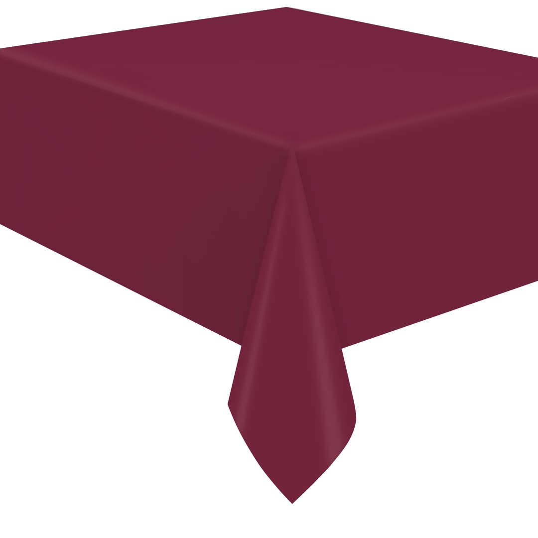 Burgundy Solid Flannel-Backed Vinyl Table Cover, 54" x 108"