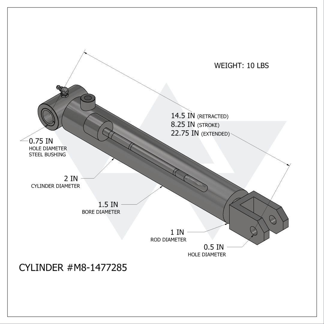 Wastebuilt® Replacement for McNeilus Grabber Cylinder (1.5" X 1" X 8.25")