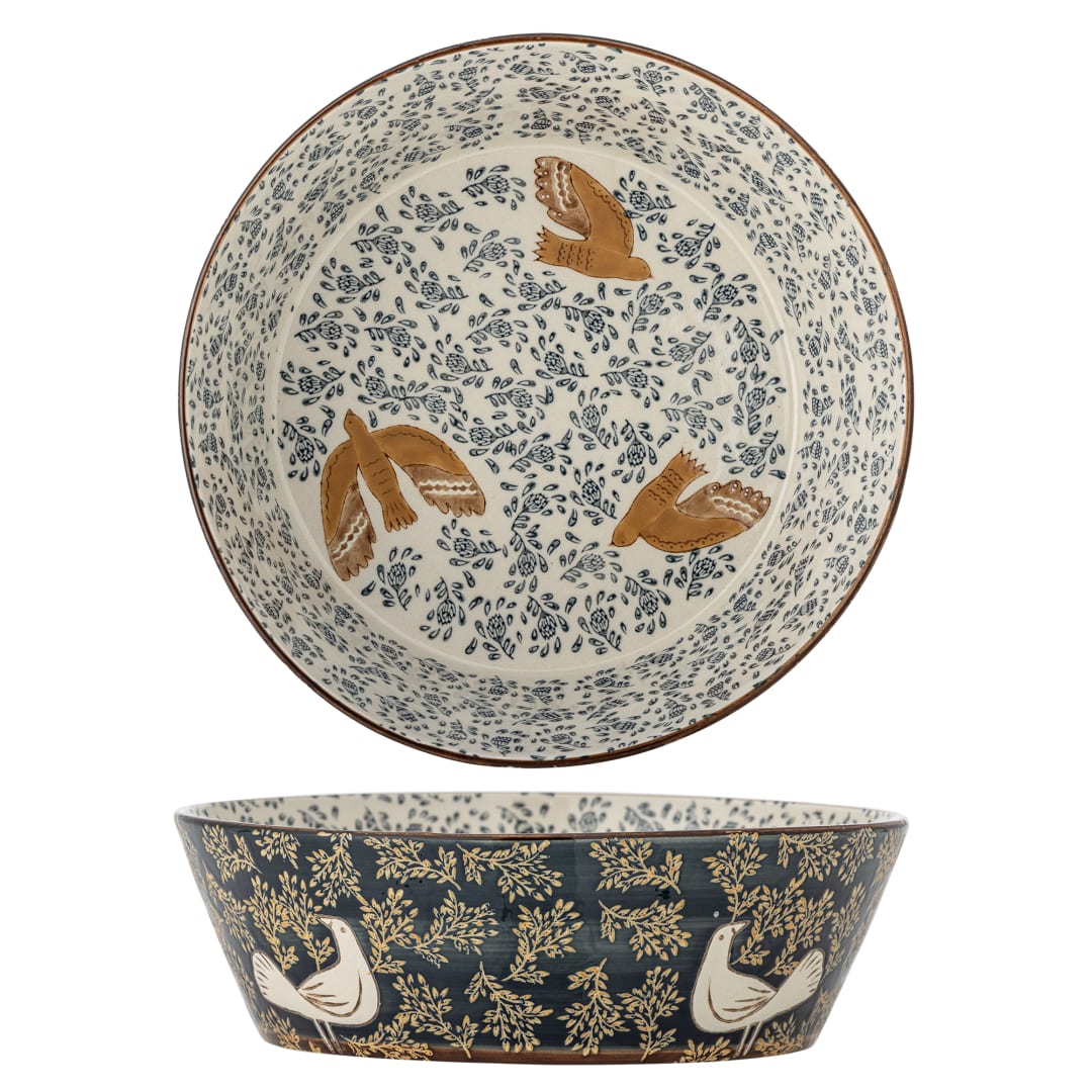 82072777 - Hezha Bowl, Blue, Stoneware STOCK: 147