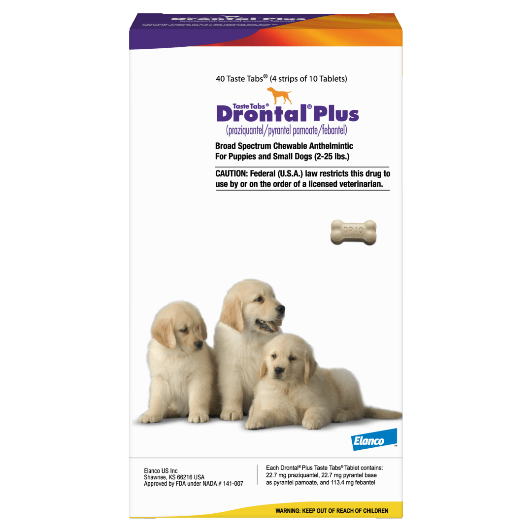 Drontal Plus Taste Tabs for Puppies and Small Dogs: 2-25 lbs., 40 Count