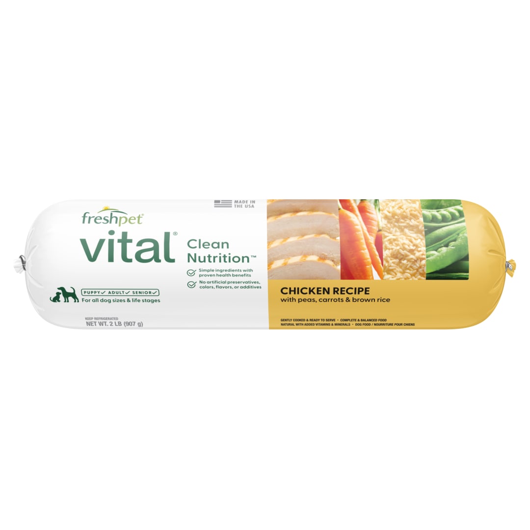 Freshpet Vital, Fresh Dog Food, Chicken Recipe with Peas, Carrots & Brown Rice Roll, 2 lbs.