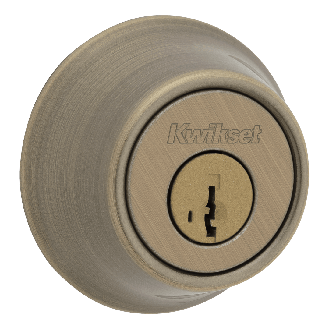 660 Single Cylinder Deadbolt in Antique Brass featuring SmartKey Security