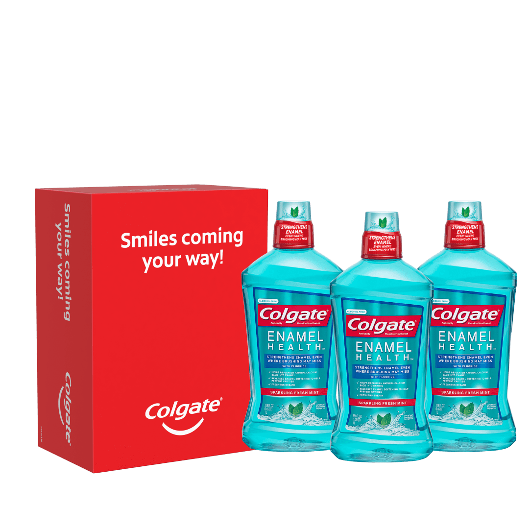 Colgate Enamel Strength Alcohol Free Mouthwash, Fresh Mint - 1L, 33.8 fl.oz. (3 Pack)